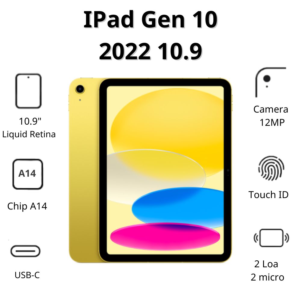 Máy tính bảng Apple IPad Gen 10 2022 10.9 Cellular MQ6L3ZA/A (64GB/ Yellow)