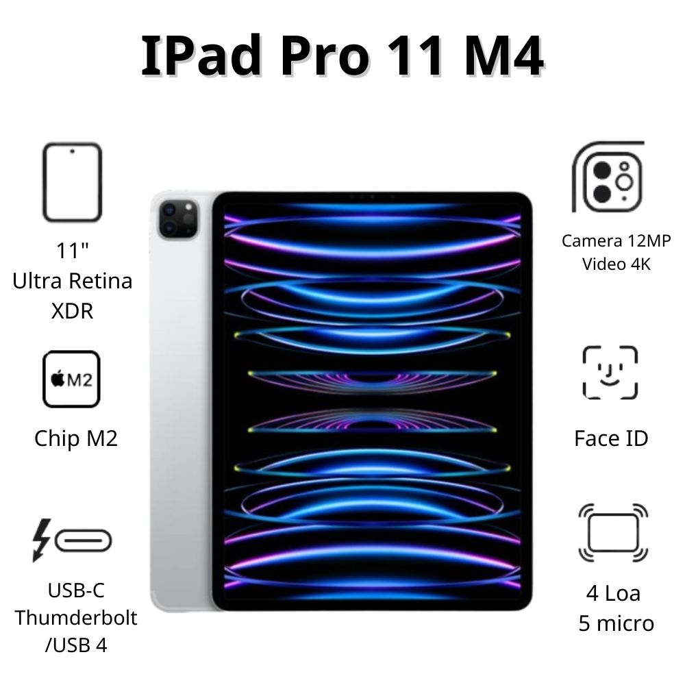 Máy tính bảng Apple IPad Pro 11 M2 Cellular (128Gb/ Silver/ MNYD3ZA/A)