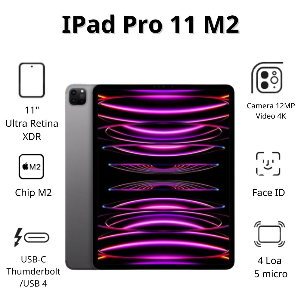 Máy tính bảng Apple IPad Pro 11 M2 Cellular (256Gb/ Space Gray/ MNYE3ZA/A)