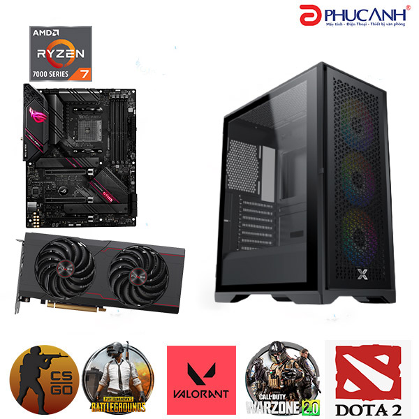 Máy tính để bàn PCPA AXE -R7/16G/512G/RX 6700XT (Ryzen 7 5800X/ AMD B550/ 16GB/ 512GB SSD/ RX 6700XT/ DOS)