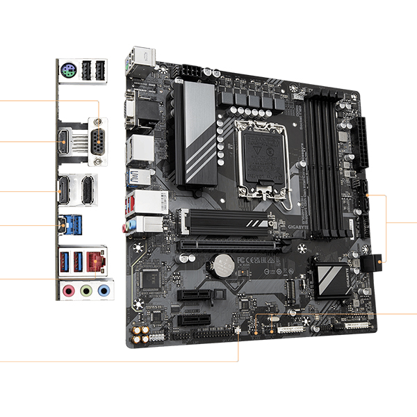 Mainboard Gigabyte B760M DS3H (Intel B760/ Socket 1700/ M-ATX/ 4 khe ram/ DDR5/ 2.5 Gigabit LAN)