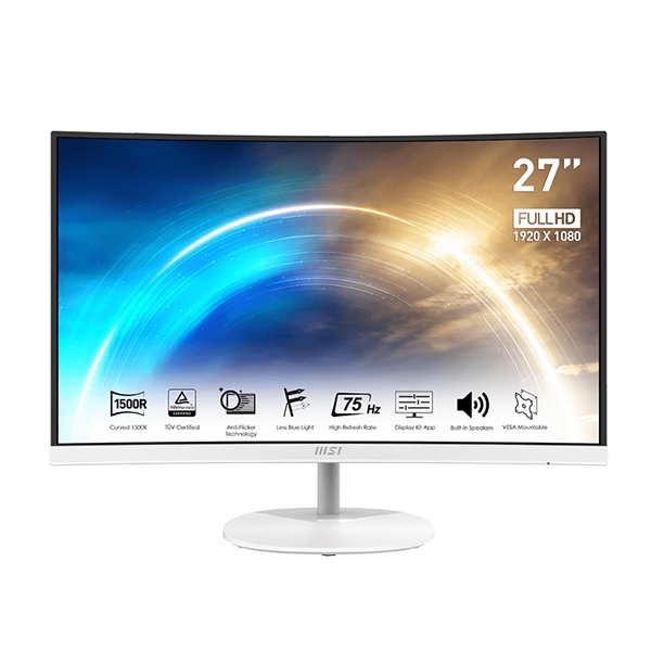 Màn hình cong MSI PRO MP271CW Trắng (27.0Inch/ Full HD/ 75HZ/ 250cd/m2/ VA/ Tích hợp Loa)