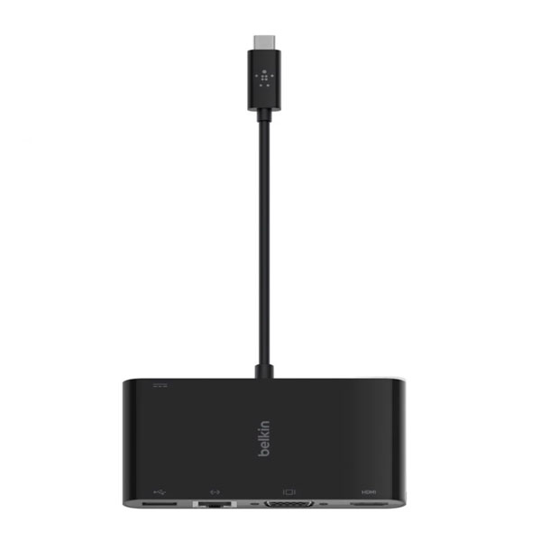 Bộ chuyển Belkin USB Type C sang HDMI, VGA, USB3.0, Lan Gigabit (Màu đen)
