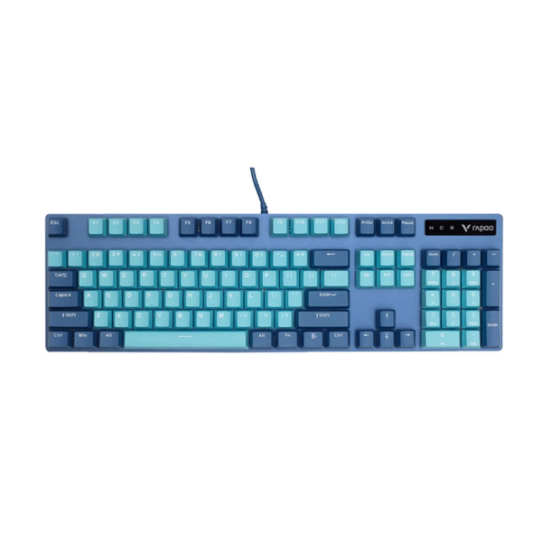 Bàn phím cơ Rapoo V500 Pro Cyan Blue (Blue Switch/ PBT Doubleshot/ LED Trắng/ Xanh)