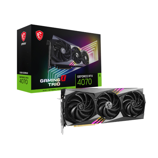 Cạc màn hình MSI RTX 4070 Gaming X Trio 12G (Geforce RTX 4070/ 12GB/ GDDR6X/ 192 bit)
