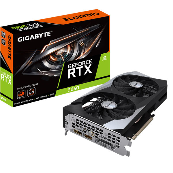 Cạc màn hình Gigabyte RTX 3050 WINDFORCE 8G (Geforce RTX 3050/ 8GB/ GDDR6/ 128 bit)