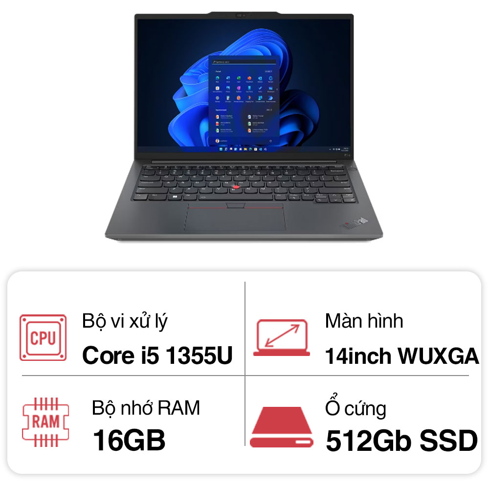 Laptop Lenovo ThinkPad E14 GEN 5 21JK0069VA (i5 1335U/ 16GB/ 512GB SSD/14 inch WUXGA/NoOS/ Black/ Vỏ nhôm/2Y)