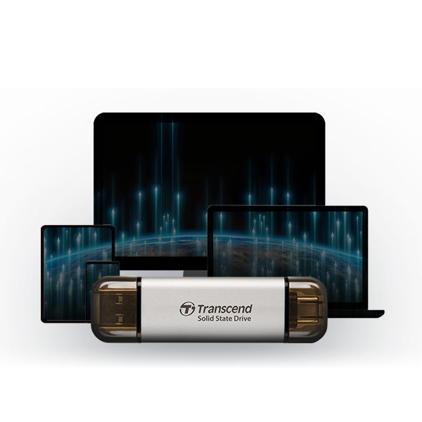 Ổ cứng di động SSD Transcend 1Tb TS1TESD310S (Type-C và USB3.2/ 1050Mb/s/ 950Mb/s/ Bạc)