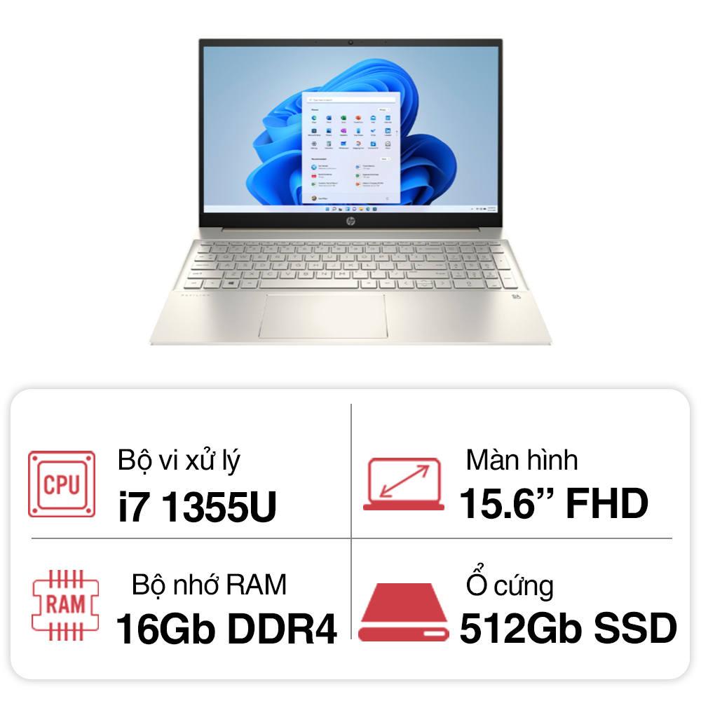 Laptop HP Pavilion 15-eg3091TU 8C5L2PA (i7 1355U/ 16GB/ 512GB SSD/15.6 inch FHD/Win11/ Gold/ Vỏ nhôm)
