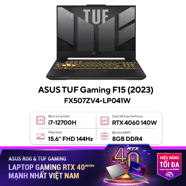 Laptop Asus TUF Gaming 15 FX507ZV4-LP041W (i7 12700H/ 8GB/ 512GB SSD/ RTX 4060 8GB/ 15.6 inch FHD/ 144Hz/ Win11/ Grey)