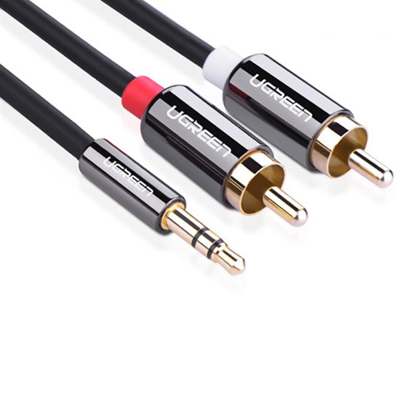 Cáp Audio Ugreen 10584 3.5mm sang 2 đầu RCA 2M
