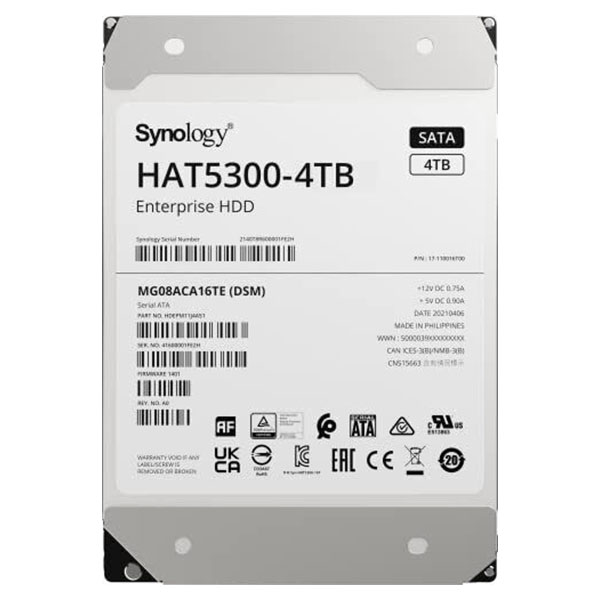 Ổ cứng NAS Synology 4TB HAT5300 (3.5Inch/ 7200rpm/ SATA 6Gb/s/ 5Y)