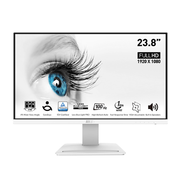 Màn hình MSI PRO MP243XW Trắng (23.8Inch/ Full HD/ 1ms/ 100HZ/ 300 cd/m2/ IPS/ Loa)