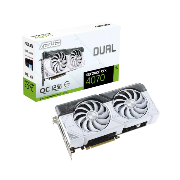 Cạc màn hình Asus Dual GeForce RTX 4070 White OC Edition (12GB/ GDDR6X/ 192 bit)