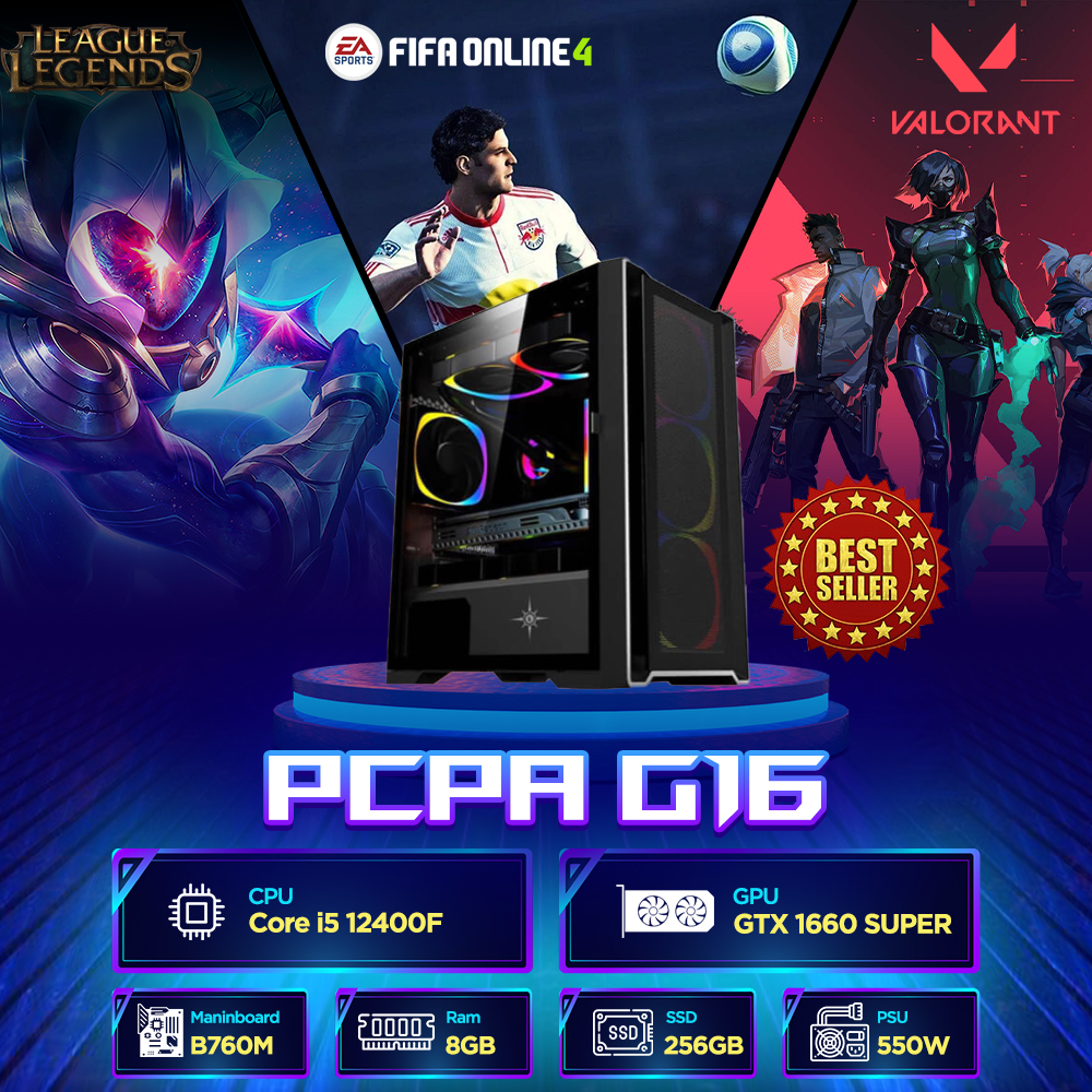 Máy tính để bàn PCPA G16 (Core i5 12400F/ Intel B760/ 8GB/ 256Gb SSD/ GTX 1660 Super)