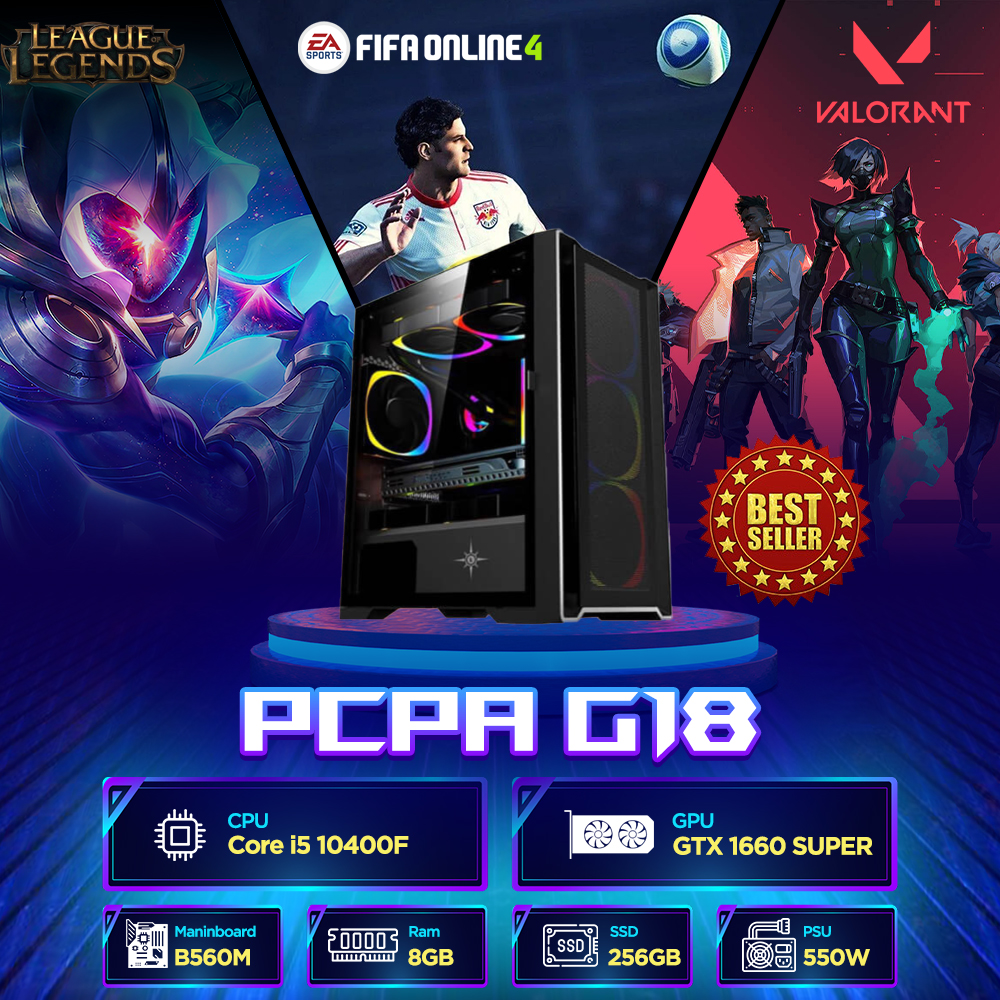 Máy tính để bàn PCPA G18 (Core i5 10400F/ Intel B560/ 8GB/ 256Gb SSD/ GTX 1660 Super)