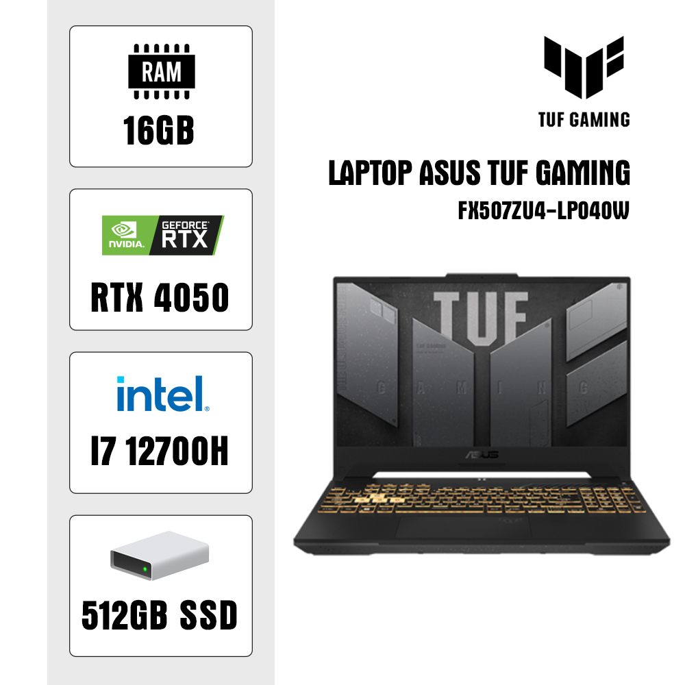 Laptop Asus TUF Gaming FX507ZU4-LP040W (i7 12700H/ 16GB/ 512GB SSD/ RTX 4050 6GB/ 15.6 inch FHD/ 144Hz/ Win11/ Grey/ Vỏ nhôm)
