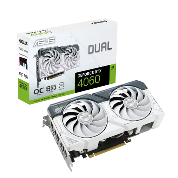 Cạc màn hình Asus Dual GeForce RTX 4060 White OC Edition 8Gb (GDDR6/ 128 bit)
