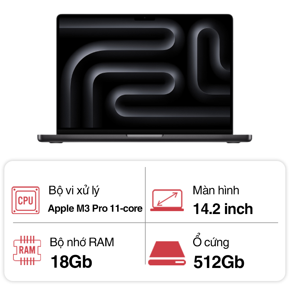 Laptop Apple Macbook Pro M3 Pro MRX33SA/A (11 Core/ 18Gb/ 512GB/ 14.2Inch/ Space Black)