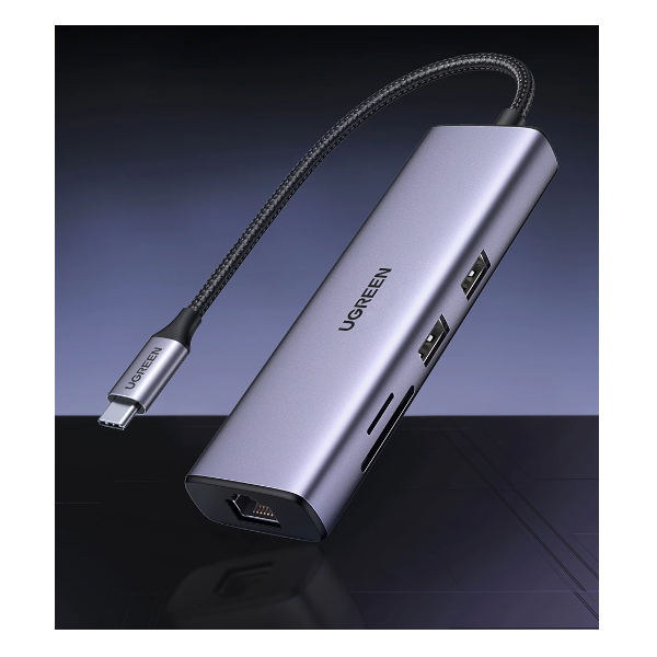 Bộ chuyển đổi Ugreen 90568 USB Type-C sang HDMI, Lan, USB 3.0, SD, PD