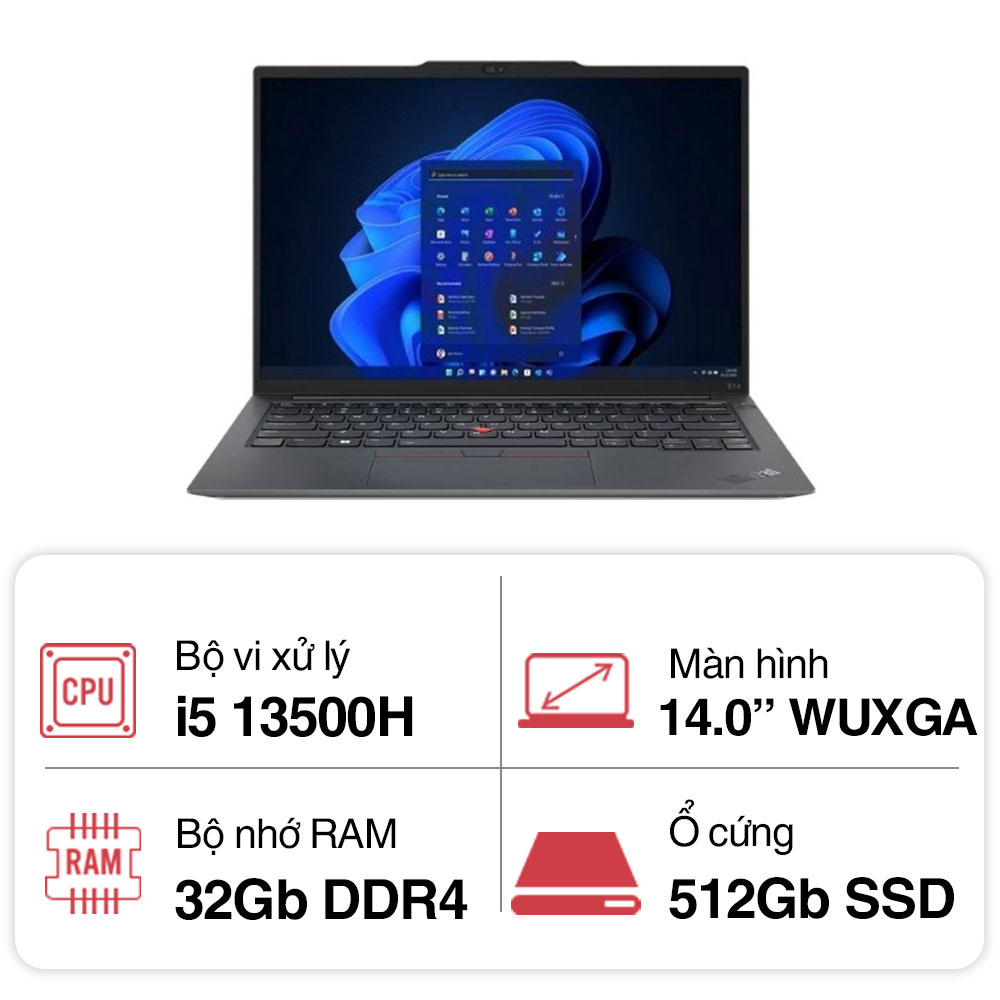 Laptop Lenovo ThinkPad E14 GEN 5 (i5 13500H/ 32GB/ 512GB SSD/14 inch WUXGA/NoOS/ Black/ Vỏ nhôm/1Y)
