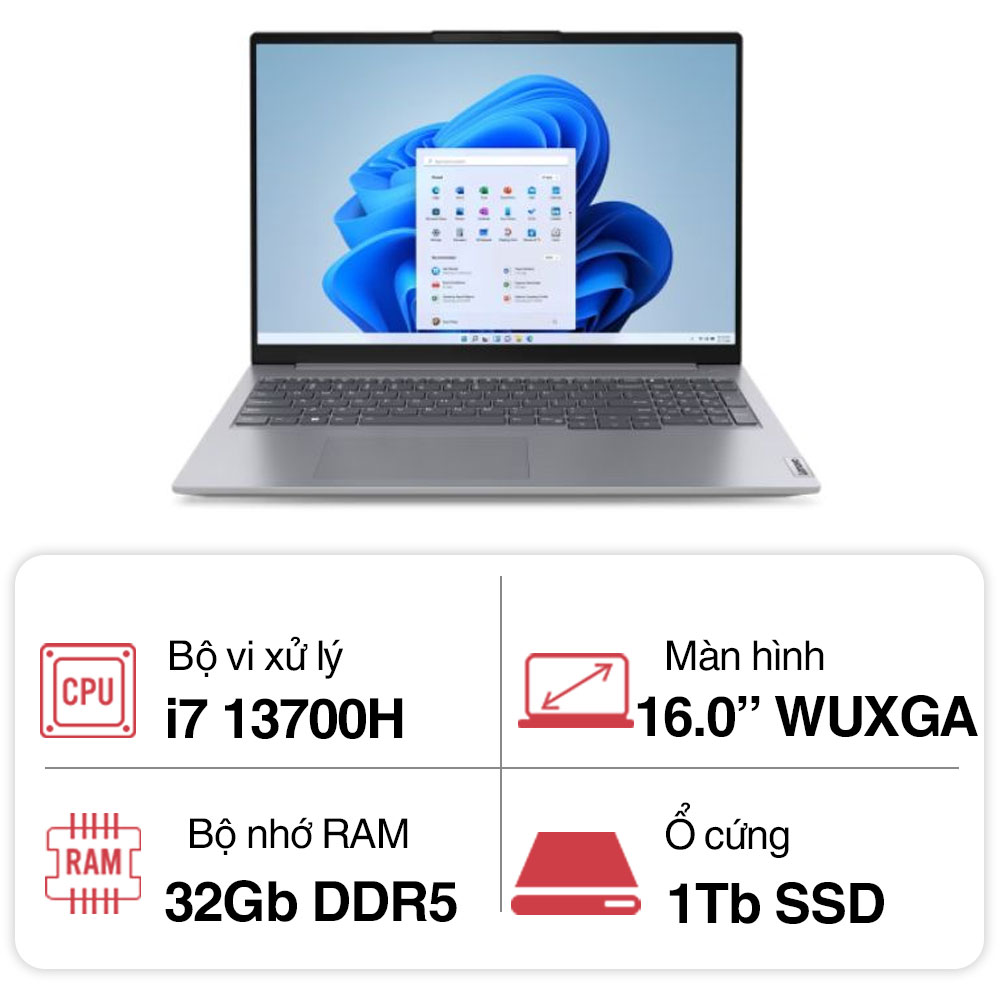 Laptop Lenovo ThinkBook 16 G6 IRL 21KH00C6VN (I7 13700H/ 32GB/ 1TB SSD/ 16 inch WUXGA/ Win11/ Vỏ nhôm/ 2Y)