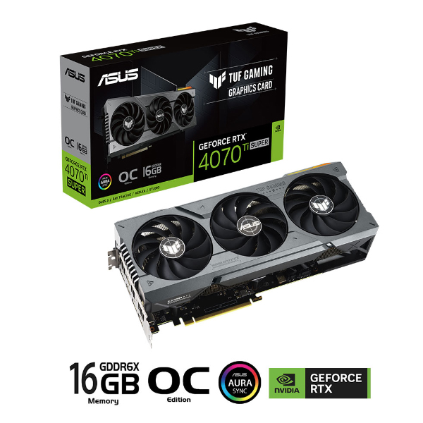 Cạc màn hình Asus TUF Gaming GeForce RTX 4070 Ti SUPER OC Edition 16GB (GDDR6X/ 256 bit)