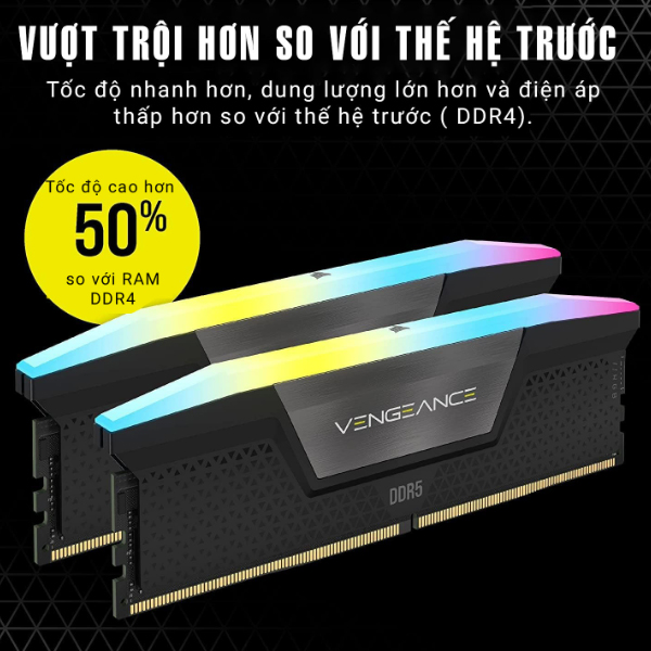 Ram desktop Corsair Vengeance RS RGB 32GB (2x16GB) DDR5 bus 6000MHz Black (CMH32GX5M2E6000C36)