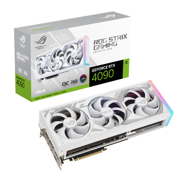 Cạc màn hình Asus ROG Strix GeForce RTX 4090 24GB White OC Edition (GDDR6X/ 384 bit)