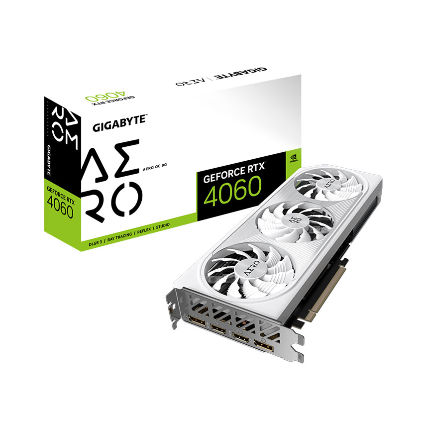 Cạc màn hình Gigabyte GeForce RTX 4060 AERO OC (8GB/ GDDR6/ 128 bit)