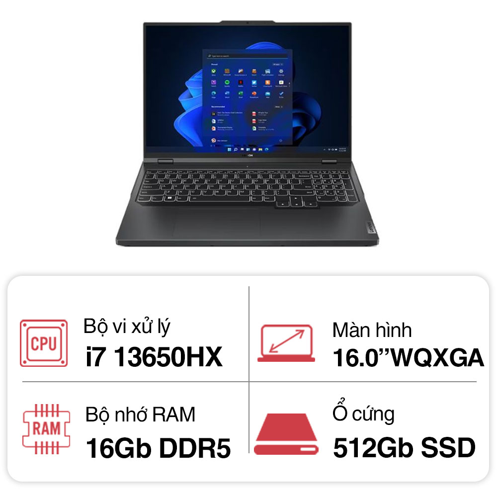 Laptop Lenovo Legion Gaming 5 16IRX9 83DG004XVN (i7 13650HX/ 16GB/ 512GB SSD/ RTX 4060 8GB/ 16 inch WQXGA/ Win11/ Vỏ nhôm/ 2Y)