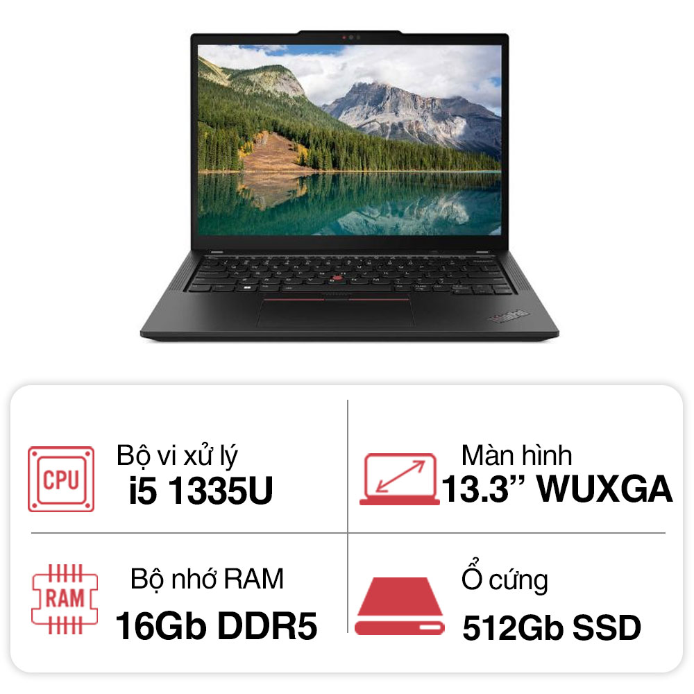 Laptop Lenovo ThinkPad X13 GEN 4 (i5 1335U/ 16GB/ 512GB SSD/13.3 inch WUXGA/NoOS/ Black/ Carbon/3Y)