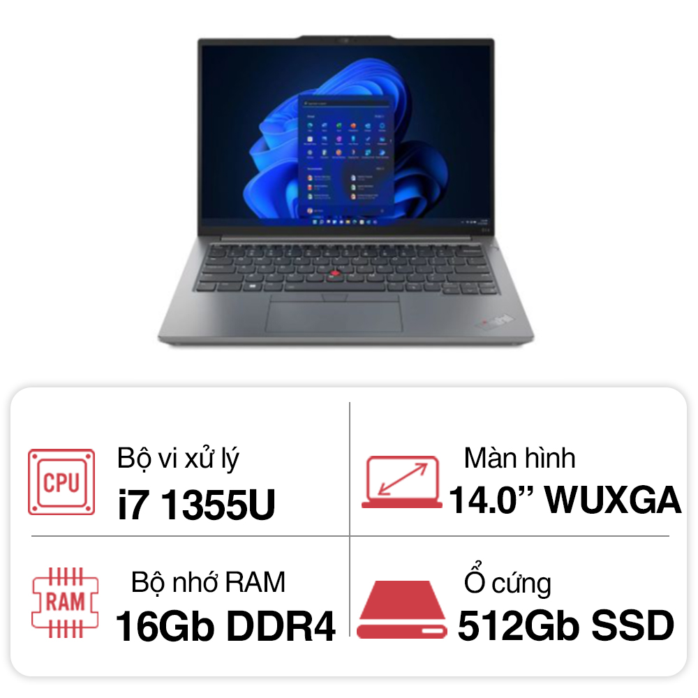 Laptop Lenovo ThinkPad E14 GEN 5 21JK007XVN (i7 1355U/ 16GB/ 512GB SSD/ 14 inch WUXGA/ Win11/ Vỏ nhôm/ 2Y)