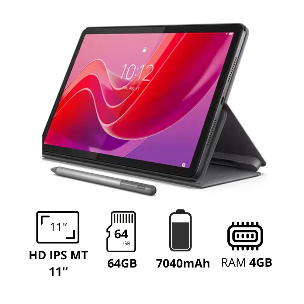 Máy tính bảng Lenovo Tab M11 4G ZADB0134VN (4GB/ 64GB/ Xám/ Bao da/ bút)