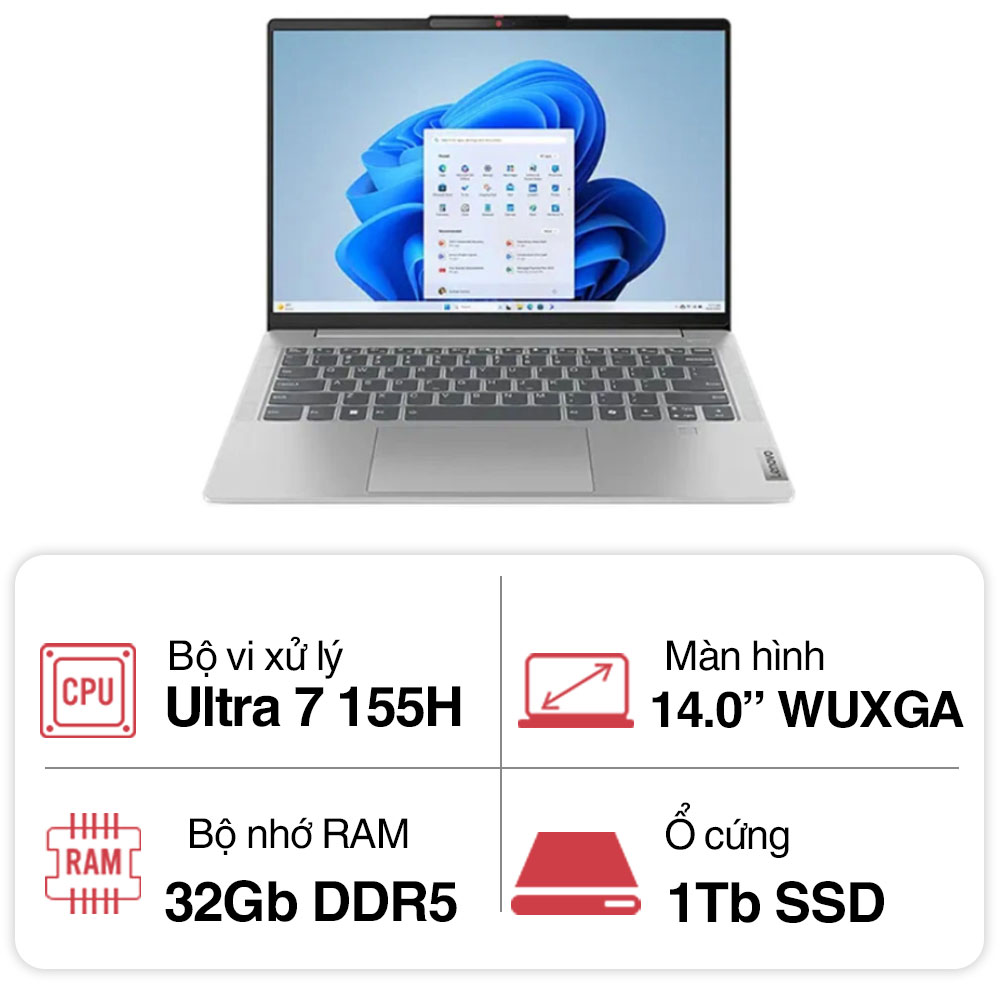 Laptop Lenovo IdeaPad Slim 5 14IMH9 OLED 83DA0020VN (Ultra 7 155H/ 32GB/ 1TB SSD/ 14 inch WUXGA/ Win11/ Vỏ nhôm/ 2Y)