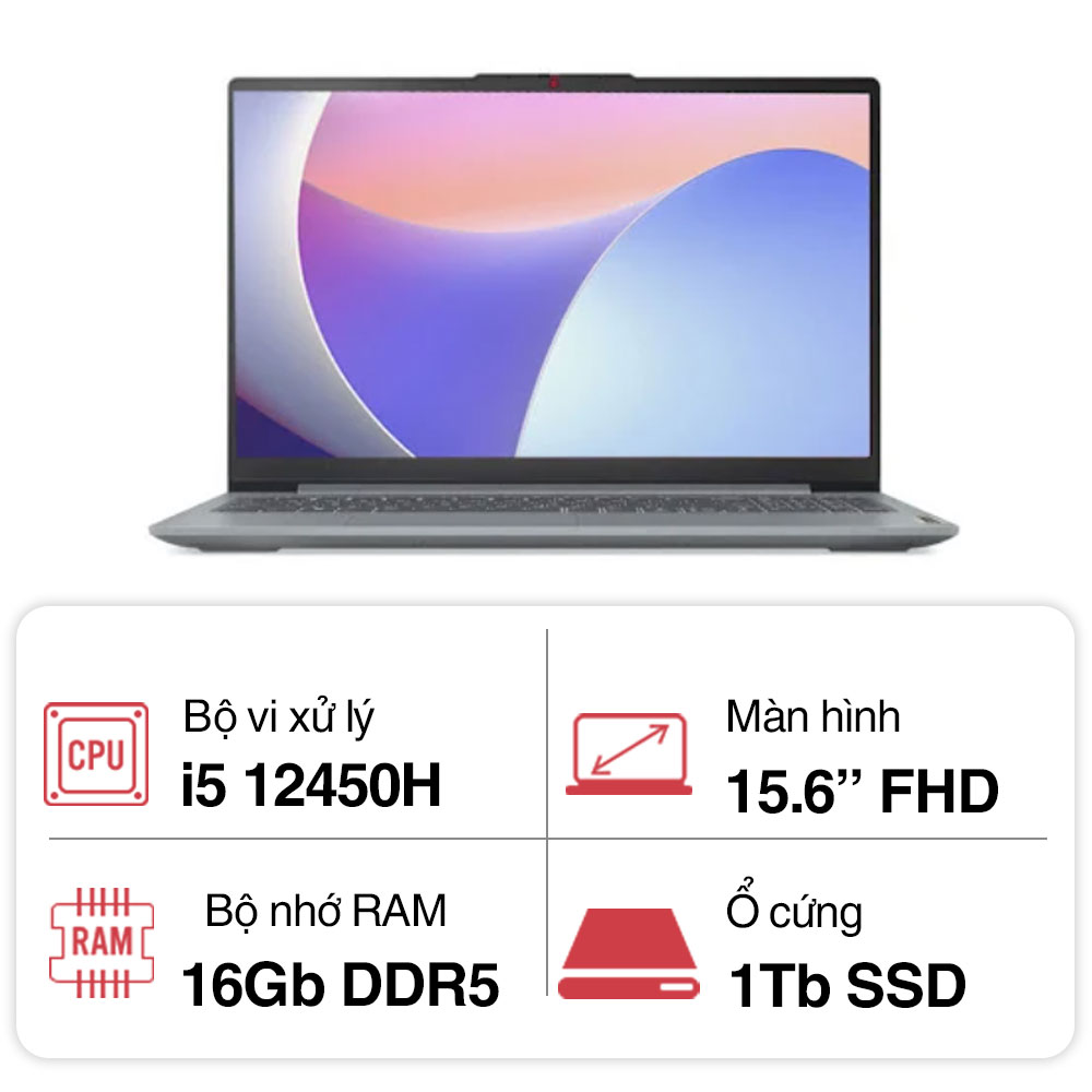 Laptop Lenovo IdeaPad Slim 3 15IAH8 83ER000FVN (i5 12450H/ 16GB/ 1TB SSD/15.6 inch FHD/Win11/ Grey/2Y)