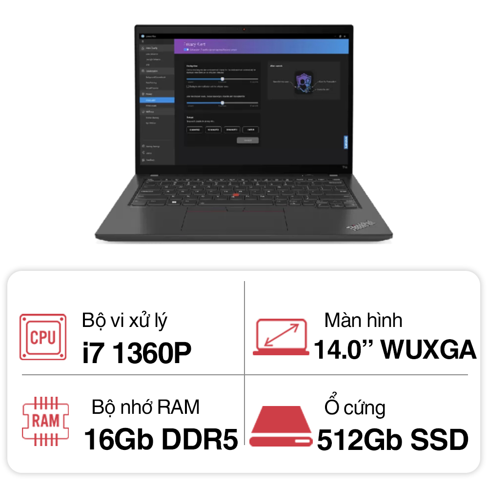Laptop Lenovo ThinkPad T14 GEN 4 Winpro (i7 1360P/ 16GB/ 512GB SSD/14 inch WUXGA/Win 11 Pro/ Black/ Carbon/3Y)