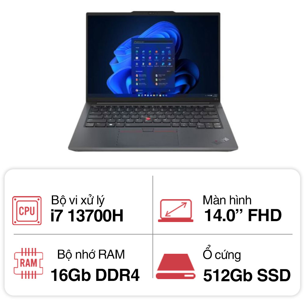 Laptop Lenovo ThinkPad E14 GEN 5 21JK00FSVA (I7 13700H/ 16GB/ 512GB SSD/ 14 inch FHD/ NoOS/ Black/ Vỏ nhôm/ 2Y)