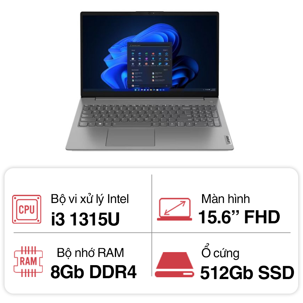 Laptop Lenovo V15 G4 IRU (i3 1315U/ 8GB/ 512GB SSD/15.6 inch FHD/Win11/ Grey/2Y)