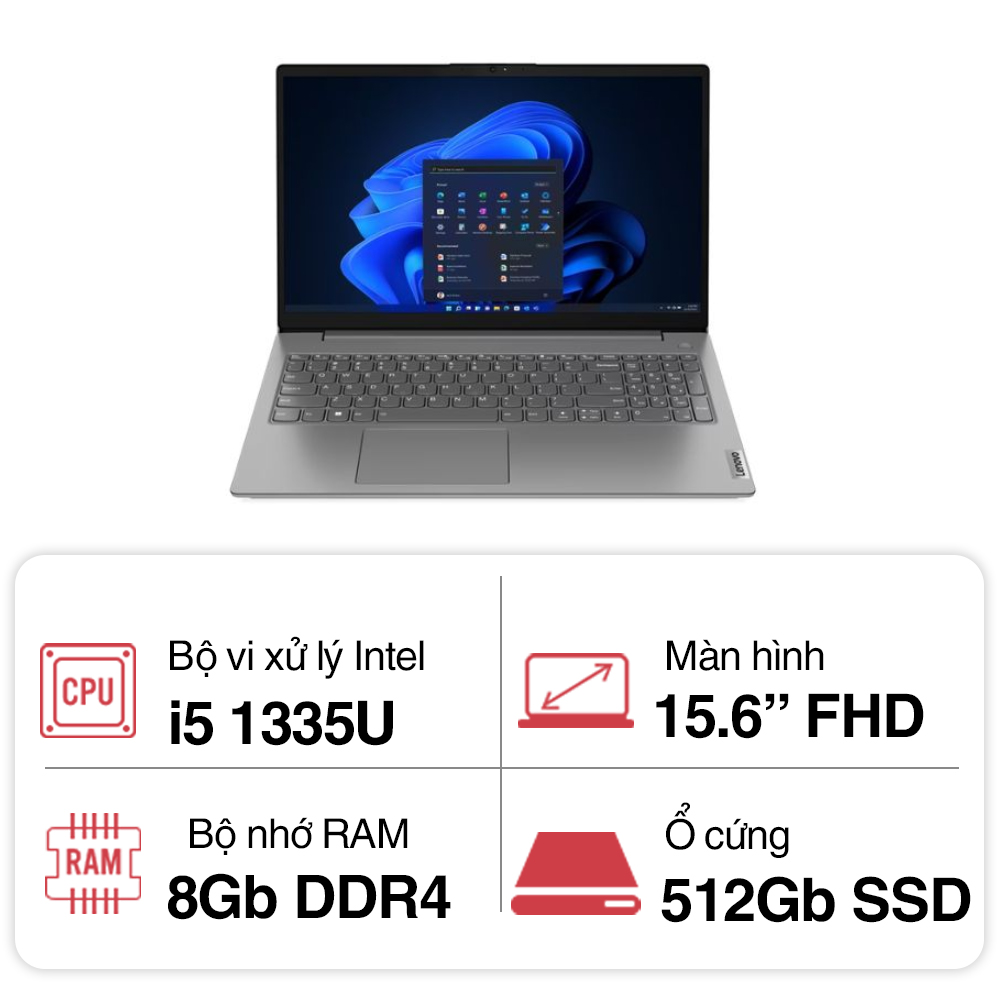 Laptop Lenovo V15 G4 IRU 83A1000RVN (i5 1335U/ 8GB/ 512GB SSD/15.6 inch FHD/Win11/ Grey/2Y)
