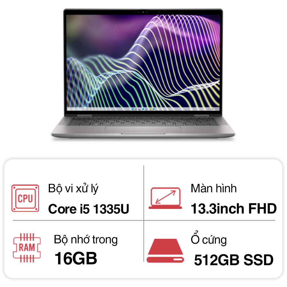 Laptop Dell Latitude L73401335U16512G (i5 1335U/ 16GB/ 512GB SSD/13.3 inch FHD+/NoOS/ Grey/ Vỏ nhôm/3Y)
