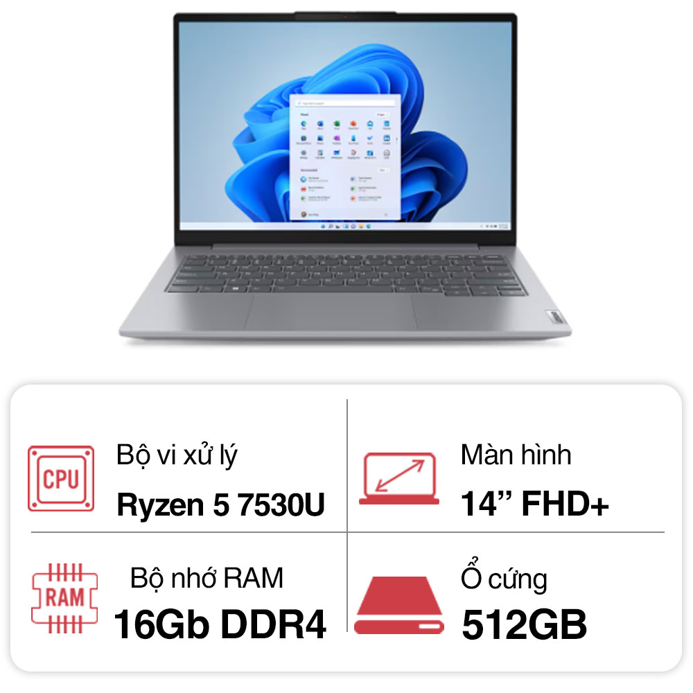 Laptop Lenovo ThinkBook 14 G6 ABP 21KJ005GVN (R5 7530U/ 16GB/ 512GB SSD/14 inch WUXGA/Win11/ Grey/ Vỏ nhôm/2Y)