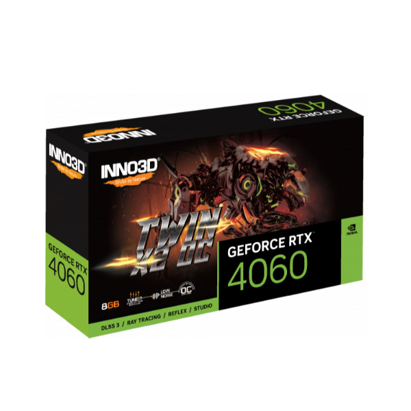 Cạc màn hình Inno3D GEFORCE RTX  4060 TWIN X2 OC 8GB (GDDR6/ 128 bit)