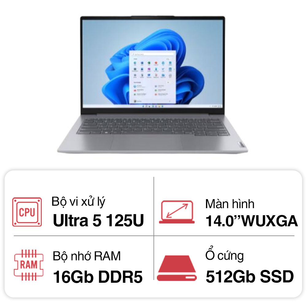 Laptop Lenovo ThinkBook 14 G7 IML 21MR006WVN (Ultra 5 125U/ 16GB/ 512GB SSD/ 14 inch WUXGA/ NoOS/ Gray/ Vỏ nhôm/ 2Y)