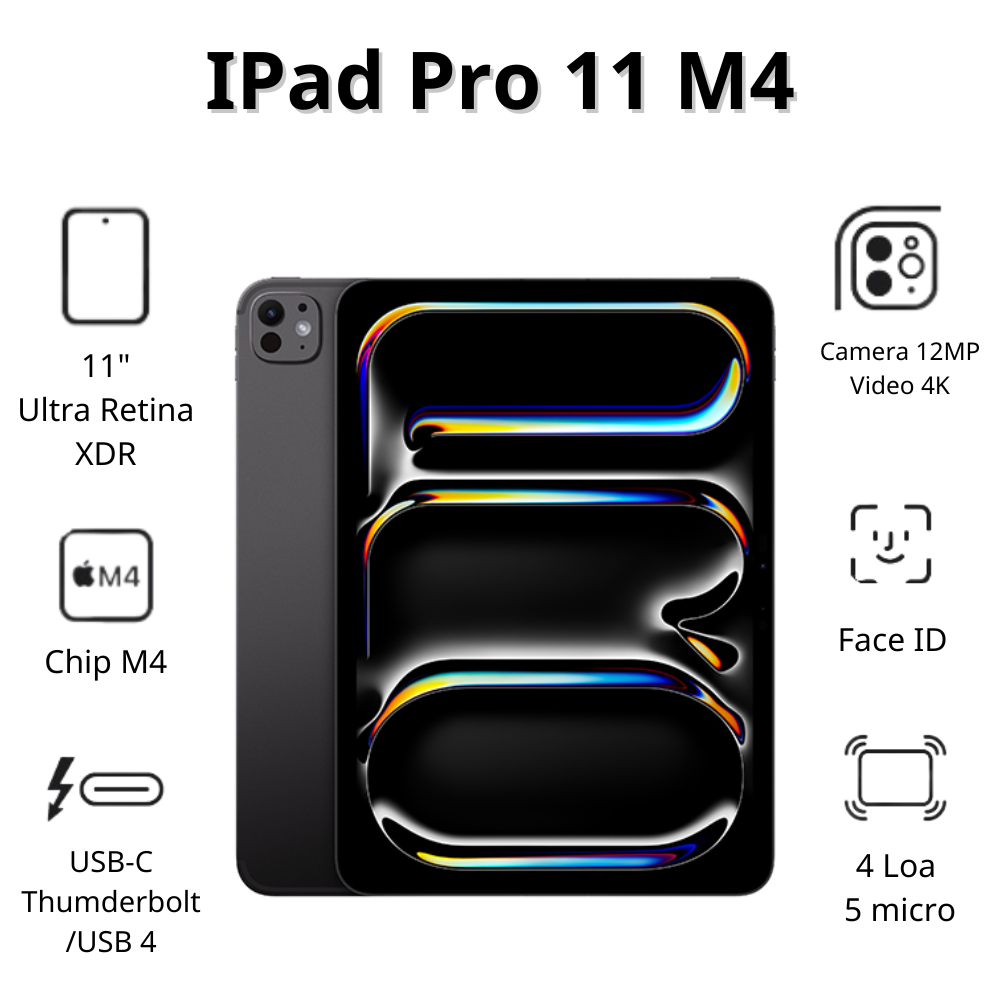 Máy tính bảng Apple IPad Pro 11 M4 5G (8GB/ 256GB/ Space Black)