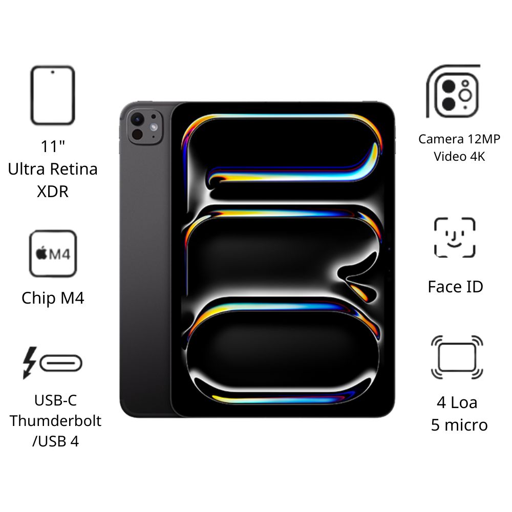 Máy tính bảng Apple IPad Pro 11 M4 Wifi (8GB/ 256GB/ Space Black)