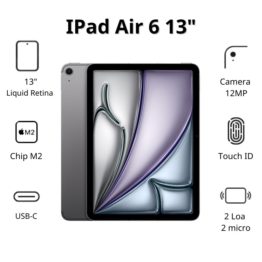 Máy tính bảng Apple IPad Air 6 13inch 5G (8GB/ 256GB/ Space Gray)