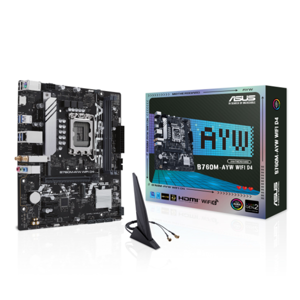 Mainboard Asus B760M-AYW WIFI D4 (Intel B760/ Socket 1700/ M-ATX/ 2 khe ram)