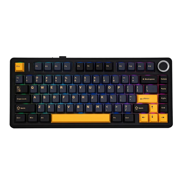 Bàn phím cơ Aula 3 MODE F75 Đen + Xanh đậm + Cam Grey Wood V3 switch (Bluetooth/Wireless/ LED RGB)