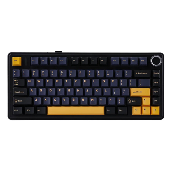 Bàn phím cơ Aula 3 MODE F75 Đen + Xanh đậm + Cam Grey Wood V3 switch (Bluetooth/Wireless/ LED RGB)